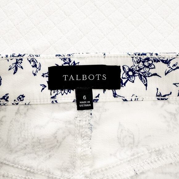 Talbots Flower Printed Denim Pencil Skirt Blue White Size 6 MINT - Picture 4 of 7